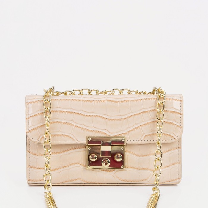 Сумка-мессенджер на застёжке, цвет бежевый