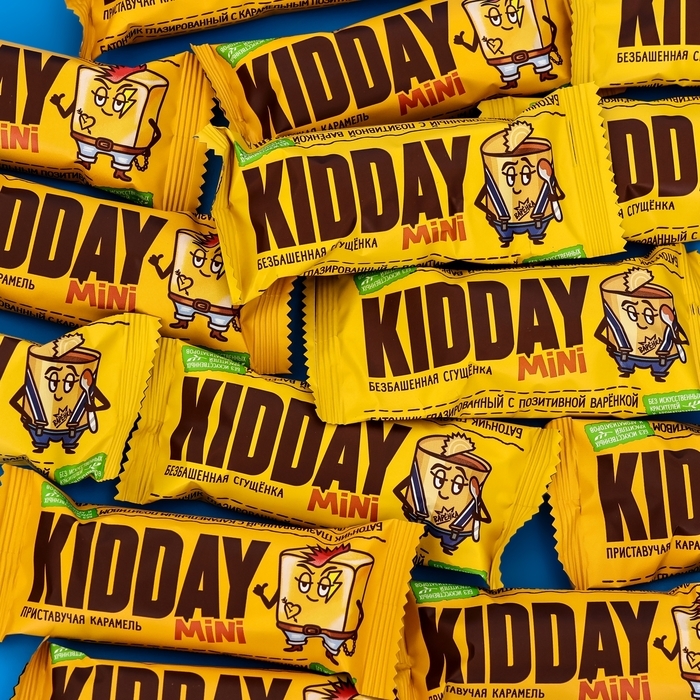 Батончик глазированный Батончик глазированный "KIDDAY mini", с карамелью и сгущенкой, ассорти,300 г
