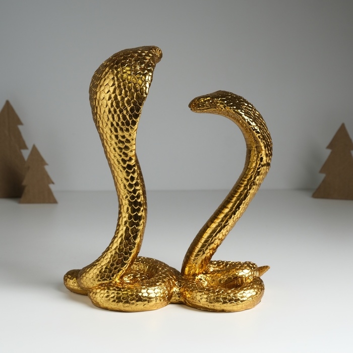 Сувенир полистоун Сувенир полистоун "Две кобры - танец" золото 20х11,5х23 см