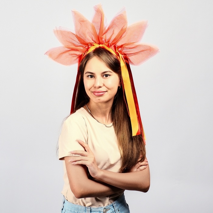 Карнавальный ободок «Лучистое солнце», цвет красно-оранжевый Карнавальный ободок «Лучистое солнце», цвет красно-оранжевый