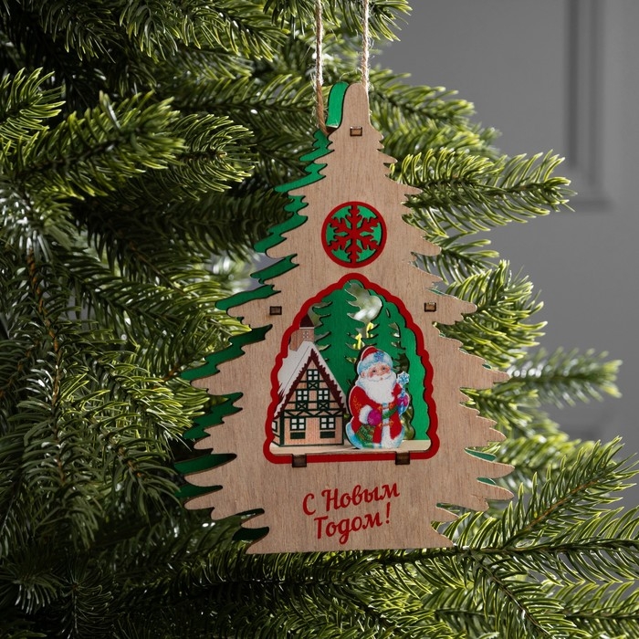 Подвеска световая Подвеска световая "Дед Мороз", 13х3x18 см, 6 LED, АААx2 (не в компл.), свечение тёплое белое