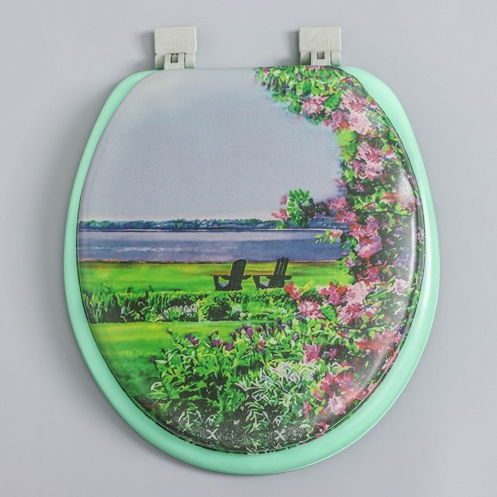 Сиденье для унитаза с крышкой,Росспласт, 43 х 37 см, мягкое, зелёное, МИКС Сиденье для унитаза с крышкой,Росспласт, 43 х 37 см, мягкое, зелёное, МИКС