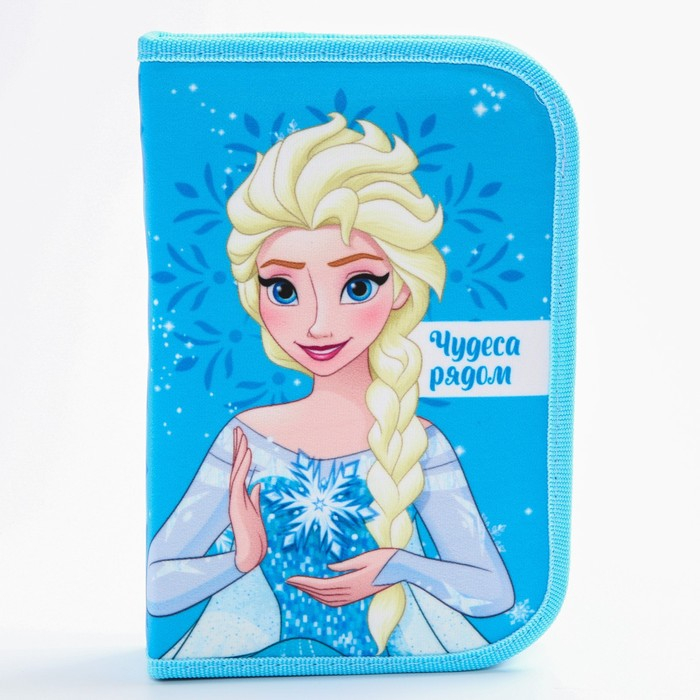 Пенал каркасный, 1 секция, 140х210х40 мм, откидной карман, тканевый, Холодное сердце Пенал каркасный, 1 секция, 140х210х40 мм, откидной карман, тканевый, Холодное сердце