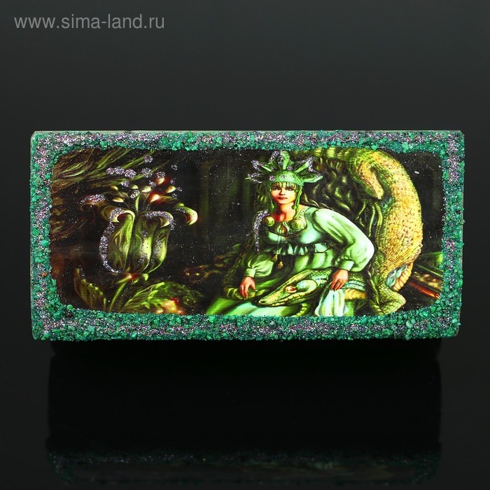 Ларец Ларец "Хозяйка медной горы" 15х7х5,5 см, натуральный камень, змеевик