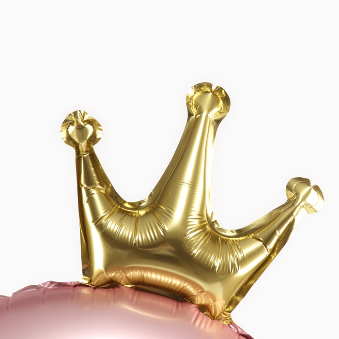 Шар фольгированный 42 Шар фольгированный 42" «Цифра 9 с короной» на подставке, цвет розовый