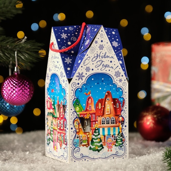 Новый год. Коробка подарочная складная Новый год. Коробка подарочная складная "Мечты Сбываются" 10,5 х 10,5 х 21,5 см.