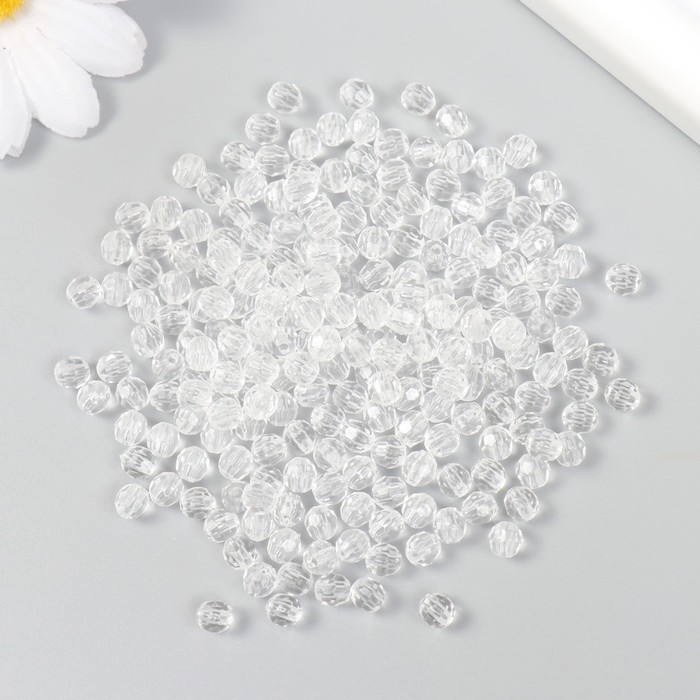 Бусины для творчества пластик Бусины для творчества пластик "Шарики прозрачные с гранями" набор 20 гр 0,5х0,5х0,5 см