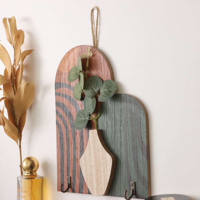 Крючки декоративные дерево Крючки декоративные дерево "Абстракция. Цветочек в вазе" 1,5х19,2х23,3 см