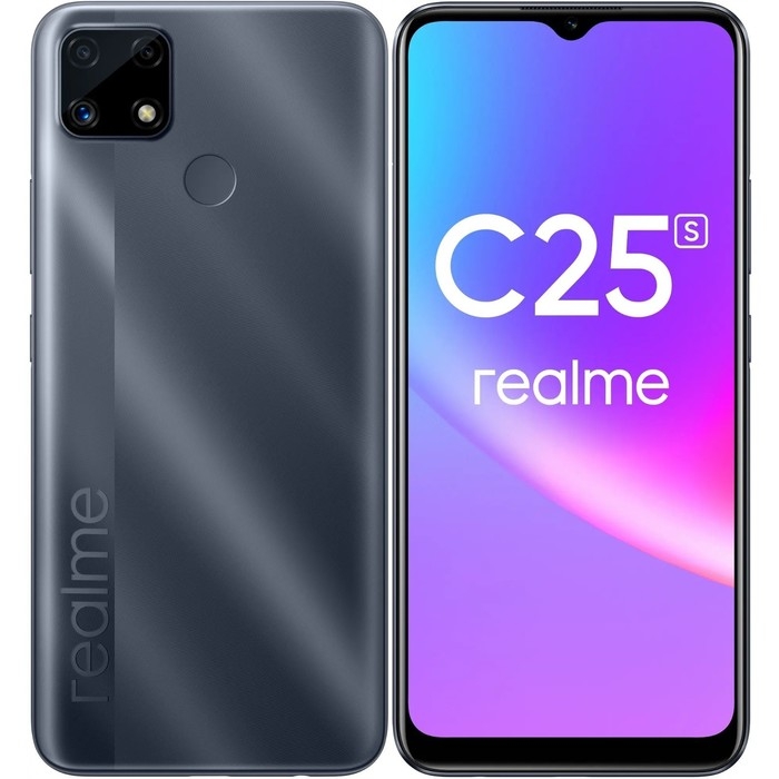 Смартфон Realme C25S, 6.5 Смартфон Realme C25S, 6.5", LCD, 2 sim, 4 Гб, 64 Гб, 48 Мп, 8 Мп, 6000 мАч, NFC, серый