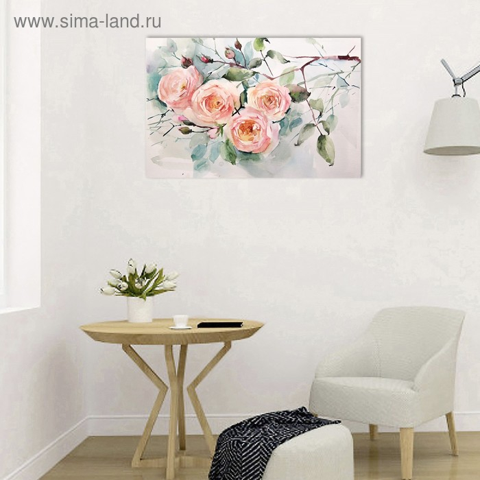 Картины на подрамнике Картины на подрамнике "Акварель. Ветка розы" 40*50 см