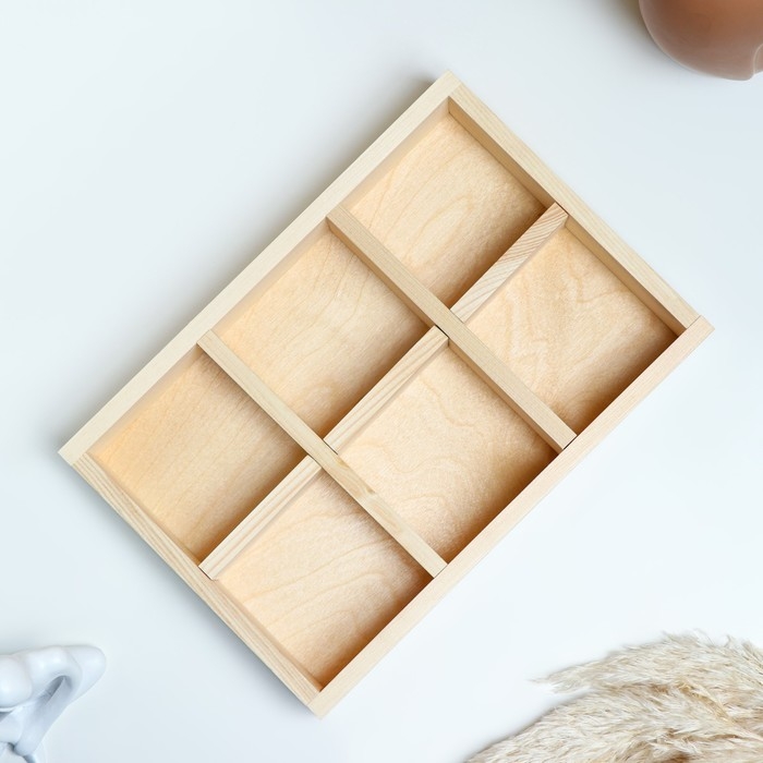 Кашпо деревянное 28×19×5 см  Кашпо деревянное 28×19×5 см "Six, 6 ячеек", натуральный Дарим Красиво