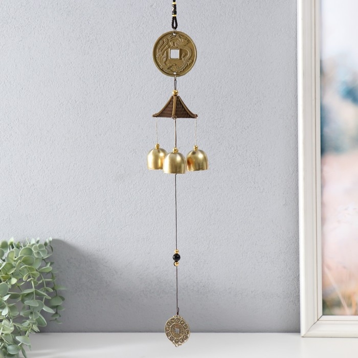 Музыка ветра металл Музыка ветра металл "Дракон на монете" 3 колокольчика 45 см