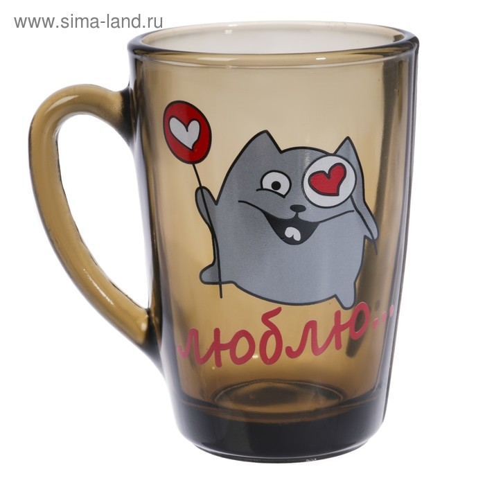 Кружка стеклянная &laquo;Люблю&raquo;, 300 мл, рисунок МИКС