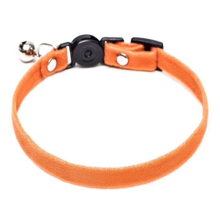 Ошейник кошачий мягкий с бубенчиком, 30 х 1 см, текстиль, оранжевый Ошейник кошачий мягкий с бубенчиком, 30 х 1 см, текстиль, оранжевый