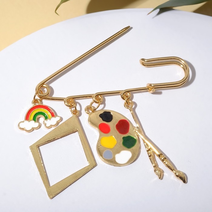 Булавка «Художник» 7см, цветная в золоте Булавка «Художник» 7см, цветная в золоте