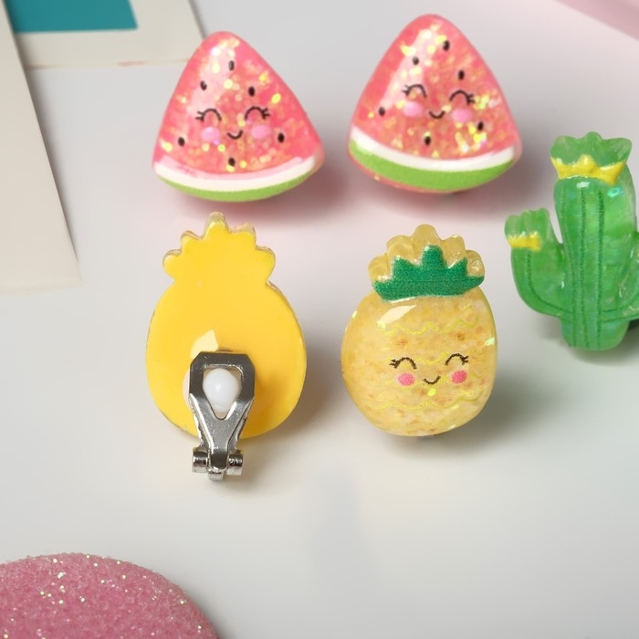 Набор клипс детских (3 пары) «Выбражулька» тропики, цветной Набор клипс детских (3 пары) «Выбражулька» тропики, цветной