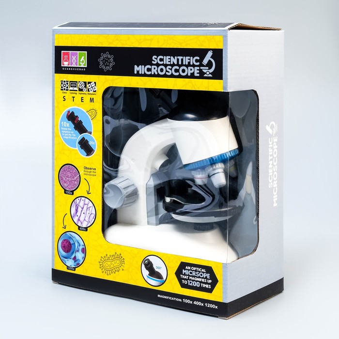 Микроскоп Микроскоп "Юный ученый" кратность до х1200, белый, подсветка