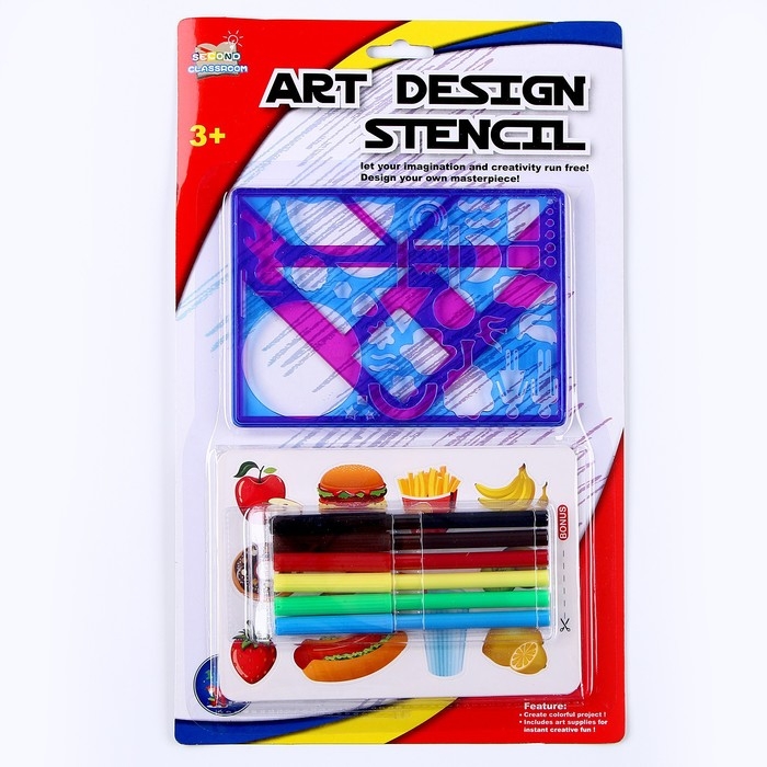 Трафареты «Мальчик и девочка», набор 2 шт., 6 шт. фломастеров Трафареты «Мальчик и девочка», набор 2 шт., 6 шт. фломастеров