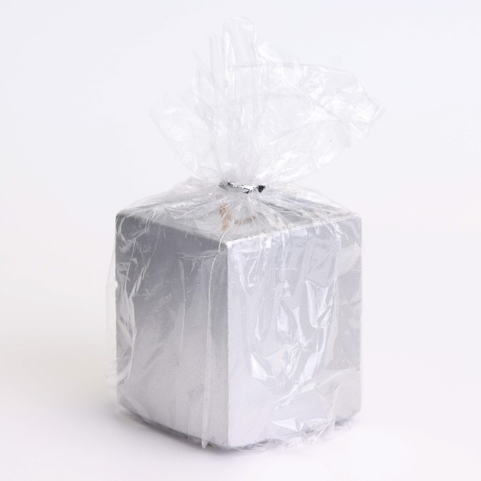 Свеча  Свеча "Квадрат" в подсвечнике из гипса,5х6см,серебро