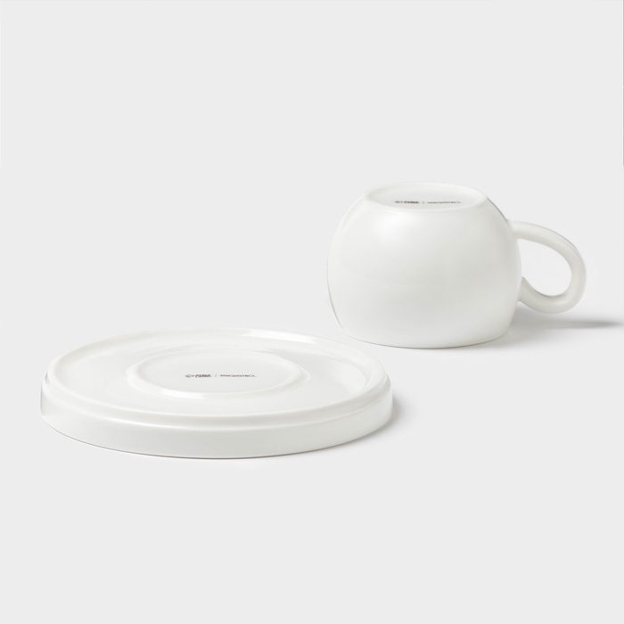 Чайная пара Magistro OliveQueen, 220 мл, 15×15 см, фарфор, белая Чайная пара Magistro OliveQueen, 220 мл, 15×15 см, фарфор, белая