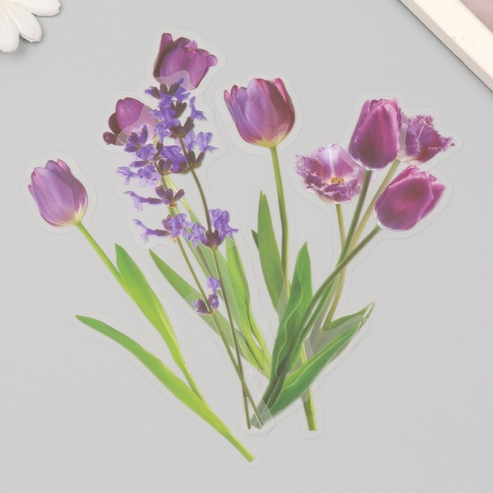 Наклейки пластик Наклейки пластик "Цветы и цитаты. Сиреневые" набор 12 шт 8,5х21,5х0,2 см