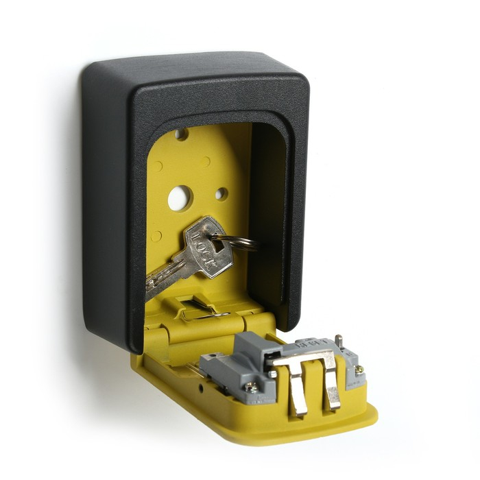 Сейф-ключница кодовая ТУНДРА,металлическая , усиленная, желтый Сейф-ключница кодовая ТУНДРА,металлическая , усиленная, желтый