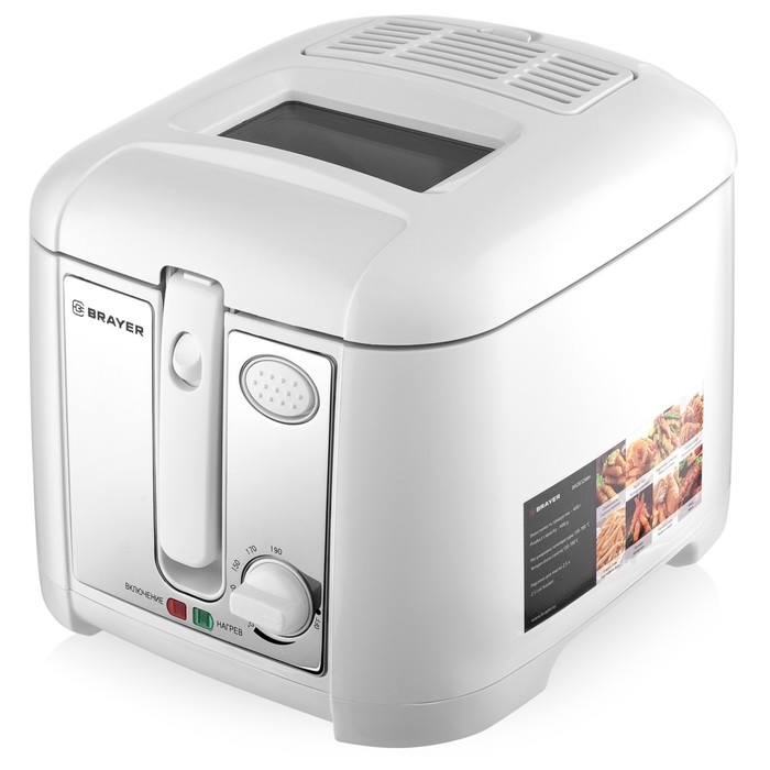 Фритюрница BRAYER 2832BR-WH, 1800 Вт, 2,5 л, 130-190 °C, белая Фритюрница BRAYER 2832BR-WH, 1800 Вт, 2,5 л, 130-190 °C, белая