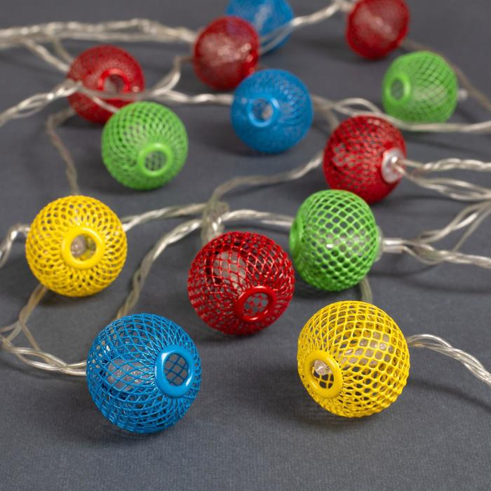 Гирлянда «Нить» 4 м с насадками «Шарик сетка», IP20, прозрачная нить, 20 LED, свечение мульти, 8 режимов, 220 В