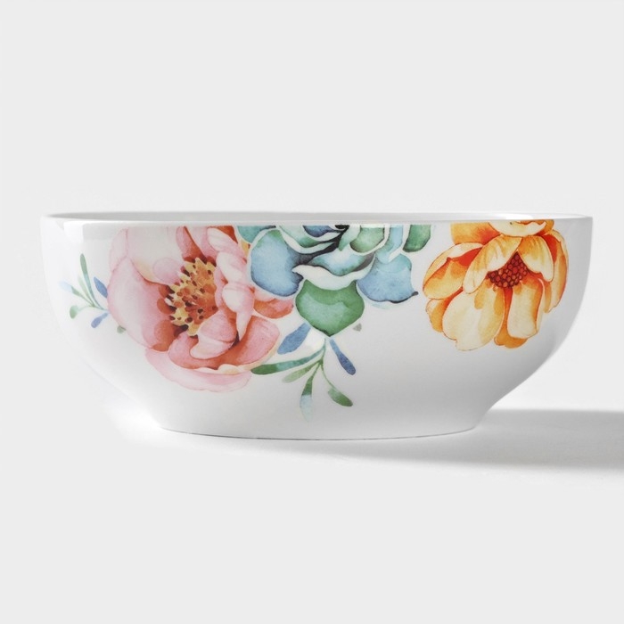 Салатник фарфоровый Доляна «Пташка» 600 мл, d=15,2 см, цвет белый Салатник фарфоровый Доляна «Пташка» 600 мл, d=15,2 см, цвет белый