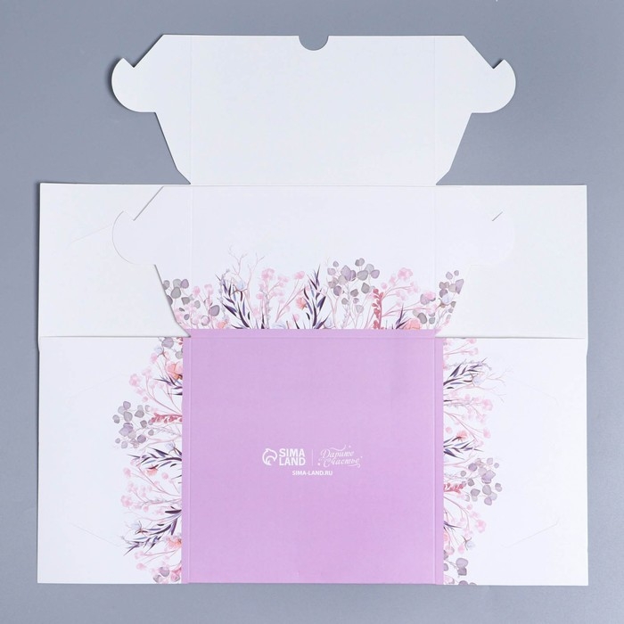 Коробка для капкейков, кондитерская упаковка с окном, 4 ячейки «Венок», 16 х 16 х 10 см