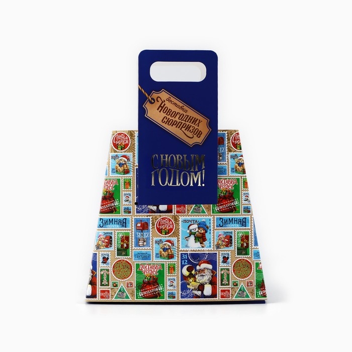 Коробка новогодняя складная с ручками «Новогодняя почта» 23 х 8 х 32 см, Новый год Коробка новогодняя складная с ручками «Новогодняя почта» 23 х 8 х 32 см, Новый год