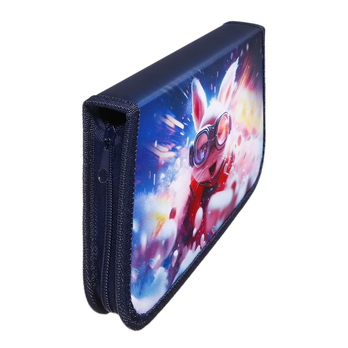 Пенал 1 секция 140 х 210 х 40 мм, откидной карман и косметичка, тканевый, Calligrata TOP Content  Пенал 1 секция 140 х 210 х 40 мм, откидной карман и косметичка, тканевый, Calligrata TOP Content "Супер заяц"