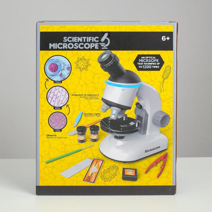 Микроскоп Микроскоп "Юный ученый" кратность до х1200, желтый, подсветка