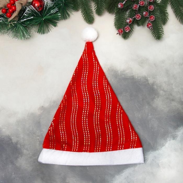 Колпак новогодний  Колпак новогодний "Праздничная волна" 28х37 см, красный