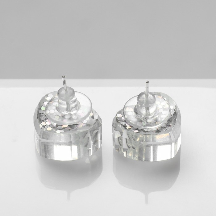 Серьги пластик «Карамель» сердце конфетти, цвет белый Серьги пластик «Карамель» сердце конфетти, цвет белый