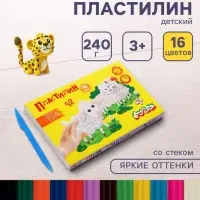 Пластилин 16 цветов 240 г &laquo;Каляка-Маляка&raquo;, со стеком