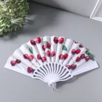 Веер складной &laquo;Вишенки на белом&raquo;, 22.5 см