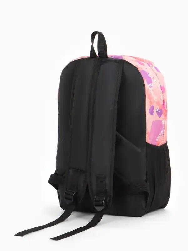 Рюкзак школьный на молнии, с карманами, с рисунком, размер 30&times;13&times;42 см, розовый