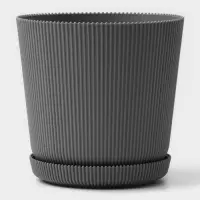 Горшок для цветов с поддоном, 15.5&times;16.5 см, серый