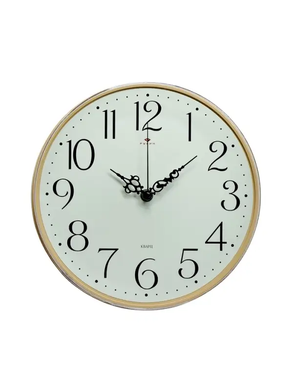Часы настенные классические, бесшумные, плавный ход, d=25 см, стекло, от батарейки 1&times;АА