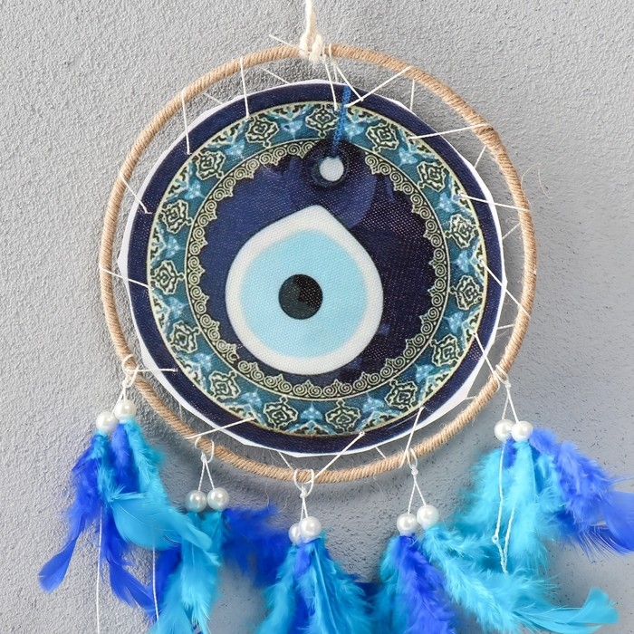 Ловец снов от сглаза Ловец снов от сглаза "Сине-голубые перья" 60х15х0,7 см