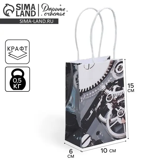 Пакет подарочный крафтовый, упаковка, Present, 15 х 10 х 6 см Пакет подарочный крафтовый, упаковка, Present, 15 х 10 х 6 см