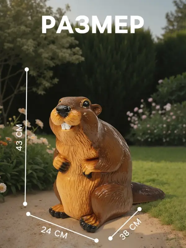 Садовая фигура из полистоуна «Бобер», 43×38×24 см