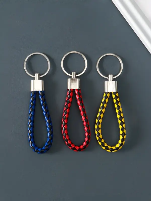 Брелок для ключей на кольце &laquo;Ремешок плетёнка&raquo;, кожзам, 8 см, МИКС