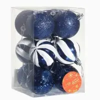 Ёлочные игрушки &laquo;Мелодия&raquo;, d=6 см, набор 12 шт., полосы, бело-синий