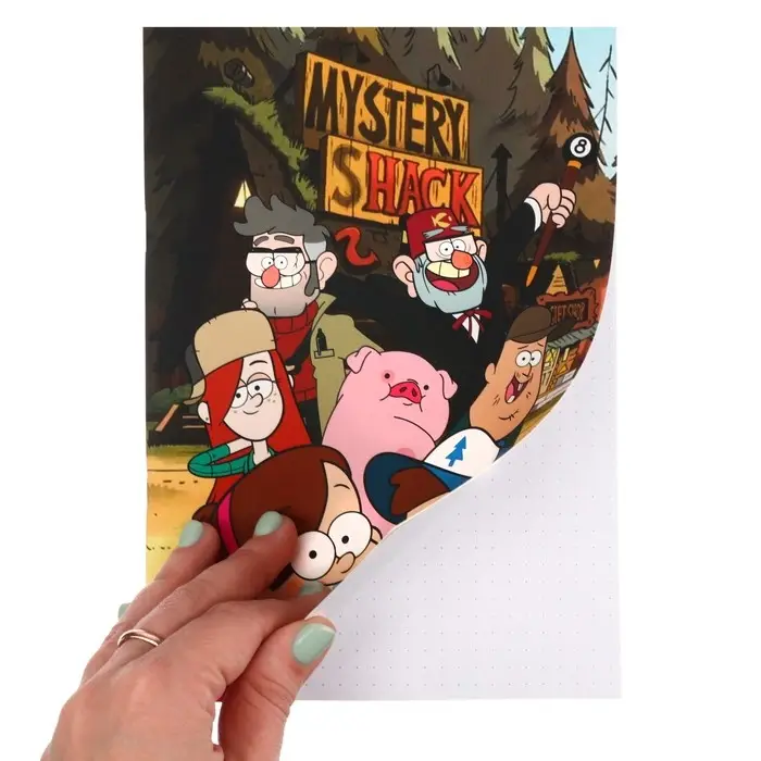 Блокнот А5, 40 листов, на скрепке, в точку, софт-тач, &laquo;Гравити Фолз&raquo;