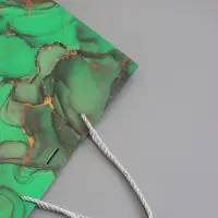 Пакет подарочный "Мрамор", зеленый с бантиком, 32 х 25 х 11 см