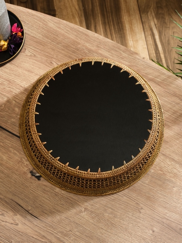 Корзина плетеная ротанг "Цветы 3", 34х34х6 см, МИКС