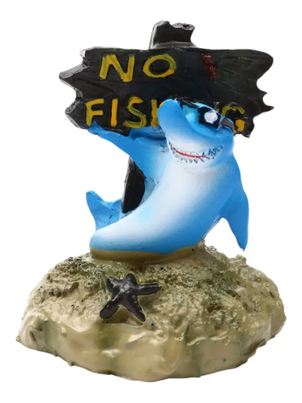 Декор для аквариума "Нет рыбалке - акула", 10 см