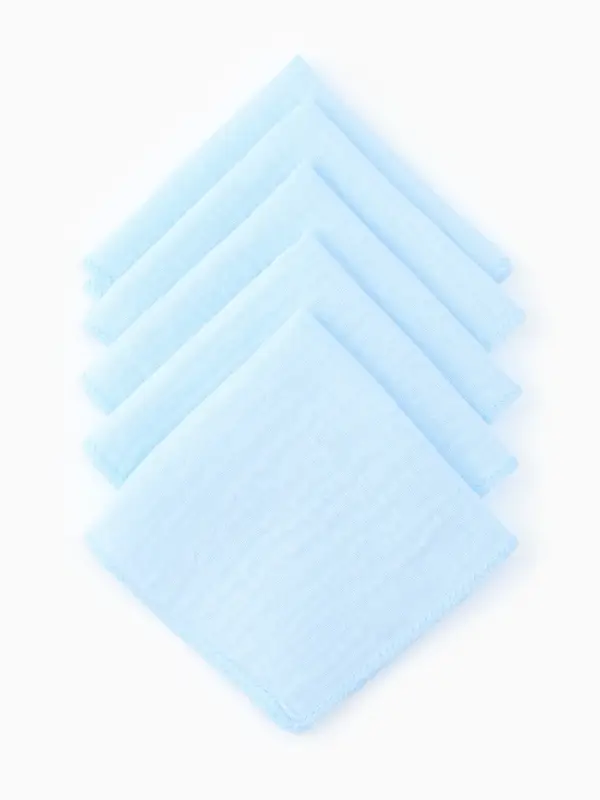 Платки носовые детские &laquo;Крошка Я&raquo; Ocean 20&times;20 см - 5 шт., муслин, 100 % хлопок, голубые